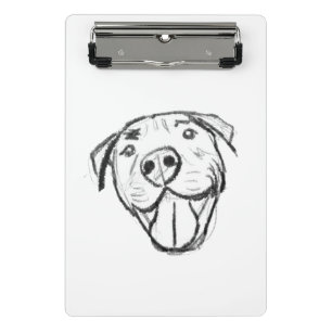 Mini Porte-bloc dessin pitbull simple amoureux des chiens noir bla