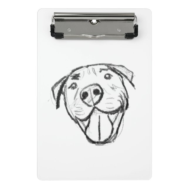 Mini Porte-bloc dessin pitbull simple amoureux des chiens noir bla (Devant)