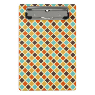 Mini Porte-bloc Diamant Damier Bleu Jaune Rouge Couleurs Rétro