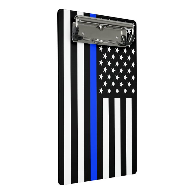 Mini Porte-bloc Drapeau de police de la ligne bleue mince (Incliné)