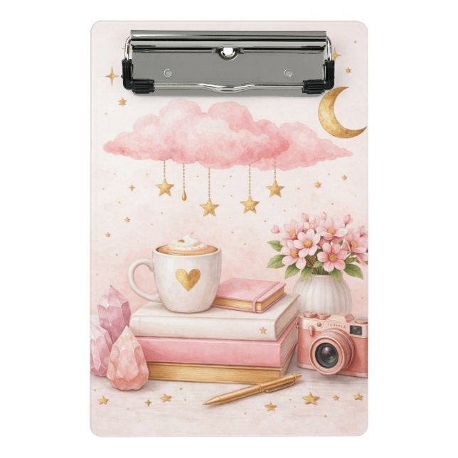 Mini Porte-bloc Dream Big Clipboard ✨ Pink Floral Cute Stationery (Devant)