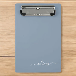 Mini Porte-bloc Dusty Blue minimaliste moderne Monogramme élégant