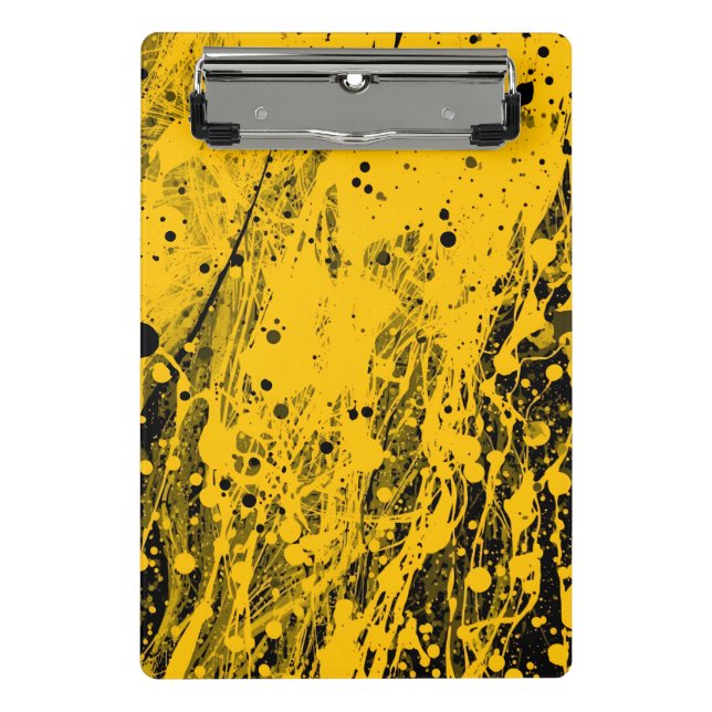 Mini Porte-bloc Éclaboussures de peinture noire et jaune (Devant)