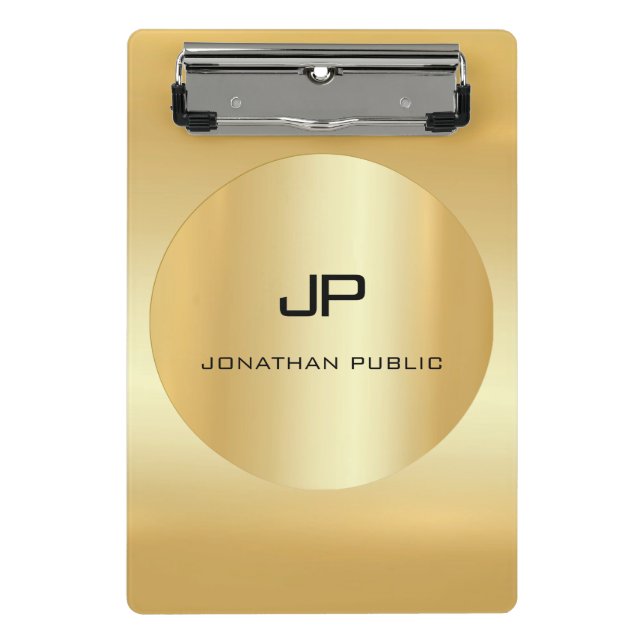 Mini Porte-bloc Elégant Faux Gold Moderne Monogramme Modèle (Devant)