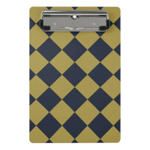 Mini Porte-bloc Elegant Gold & Navy Motif Diamant Bleu