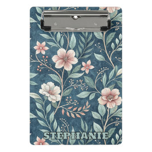 Mini Porte-bloc Élégant motif floral avec fleurs rose et crème