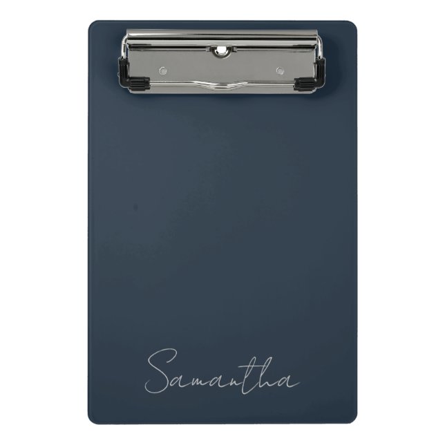 Mini Porte-bloc Élégant Nom Personnalisé Bleu Foncé (Devant)