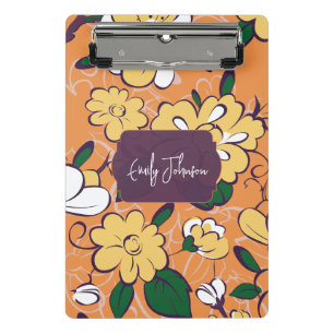 Mini Porte-bloc Élégant Nom Personnalisé Botanique Fleurs Orange B