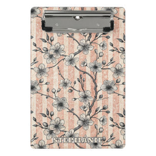 Mini Porte-bloc Elégante Fleur de Cerise Sakura - Rose & Blanc