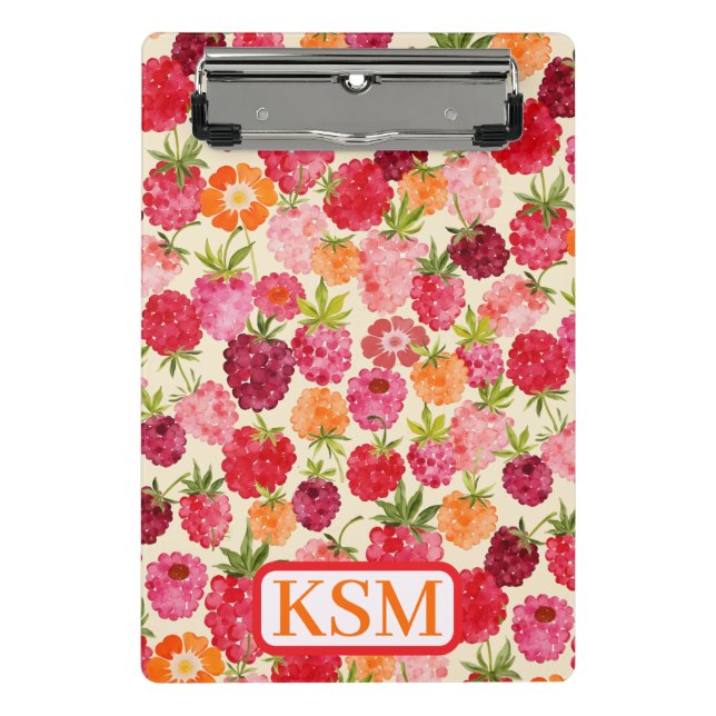 Mini Porte-bloc Eté Monogramme Aquarelle framboise (Devant)
