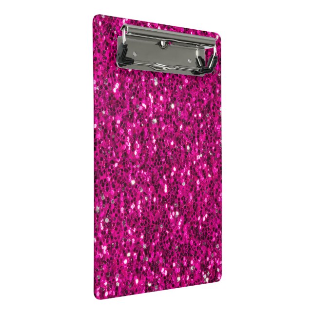 Mini Porte-bloc Étincelles fausses paillettes rose chaud (Incliné)