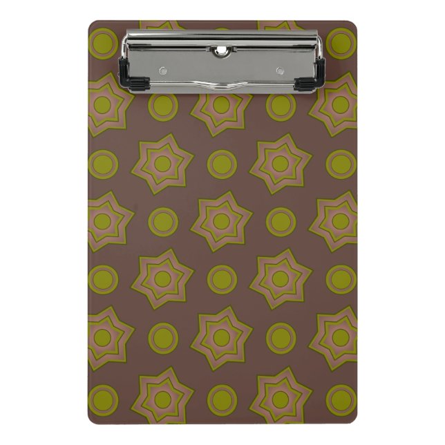 Mini Porte-bloc Étoiles et cercles en brun et vert (Devant)