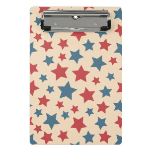 Mini Porte-bloc Étoiles rouges et bleues, 4 juillet, fond beige