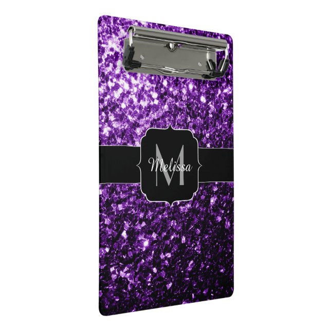 Mini Porte-bloc Faux brillant violet foncé paillettes scintillante (Incliné)