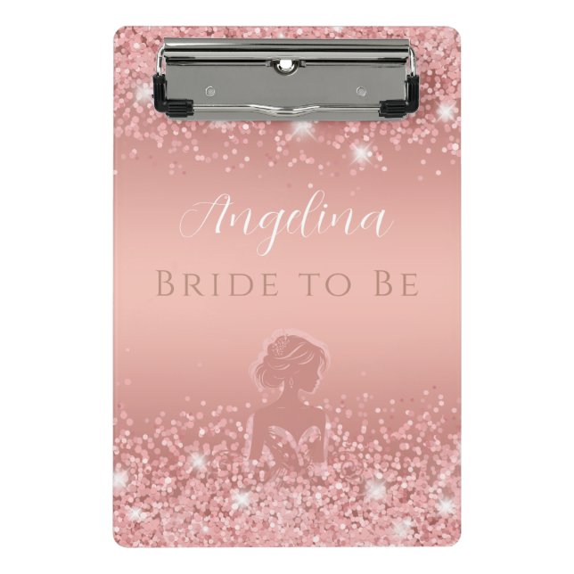Mini Porte-bloc Fête de Mariage Élégante Rose Gold Luxe Pailletée (Devant)