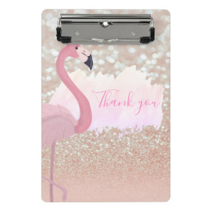 Mini Porte-bloc Flamant rose rose brillant moderne, Merci