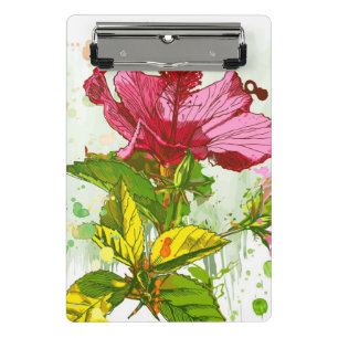 Mini Porte-bloc Fleur de ketmie - peinture d'aquarelle