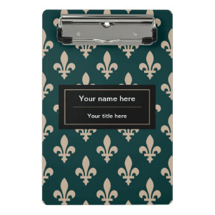 Mini Porte-bloc Fleur de Lis Motif, Français, Royal, Crème, Vert