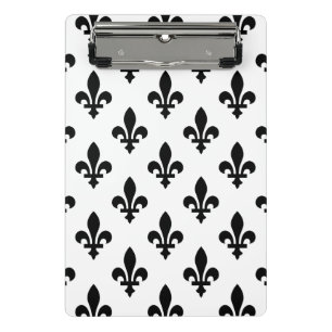 Mini Porte-bloc Fleur de Lis Motif, Royal French, Noir sur Blanc