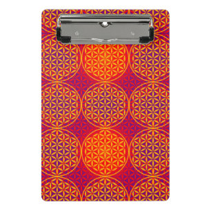 Mini Porte-bloc Fleur de vie - motif de timbre - rose orange