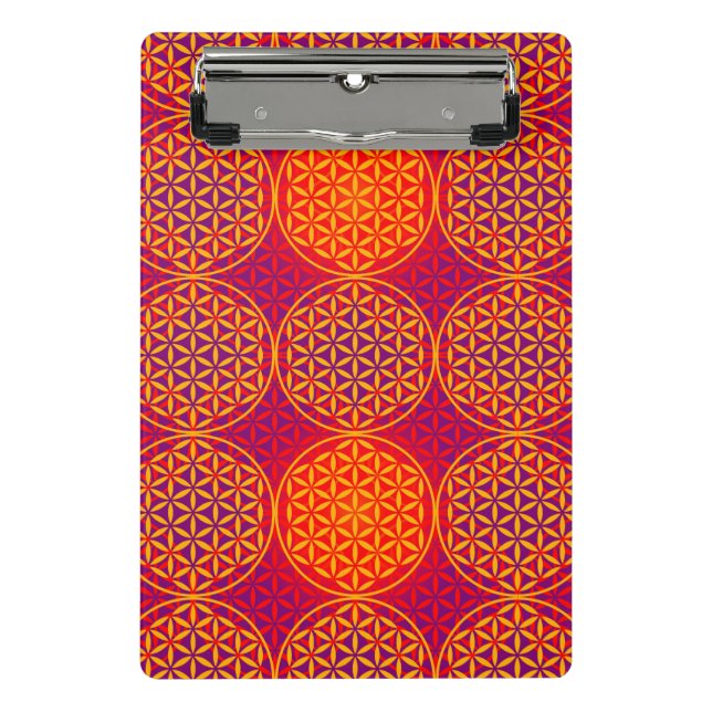 Mini Porte-bloc Fleur de vie - motif de timbre - rose orange (Devant)