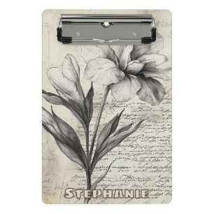 Mini Porte-bloc Fleur Marron Nostalgique Esquisse Papier Antique