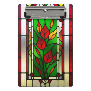 Mini Porte-bloc Fleur rouge Élégant Art de Verre Coloré