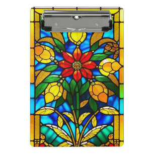 Mini Porte-bloc Fleur rouge Élégant Art de Verre Coloré