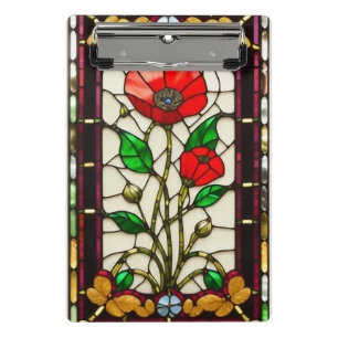 Mini Porte-bloc Fleur Rouge Élégante en Verre Artisanal