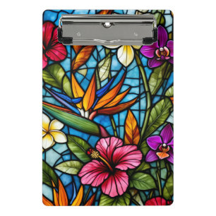 Mini Porte-bloc Fleur tropicale en vitrail floral vibrant