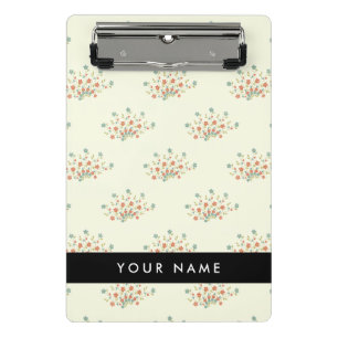 Mini Porte-bloc Fleurs bleues et rouges, noires, Votre nom