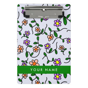 Mini Porte-bloc Fleurs colorées, Arrière - plan Bleu, Vert