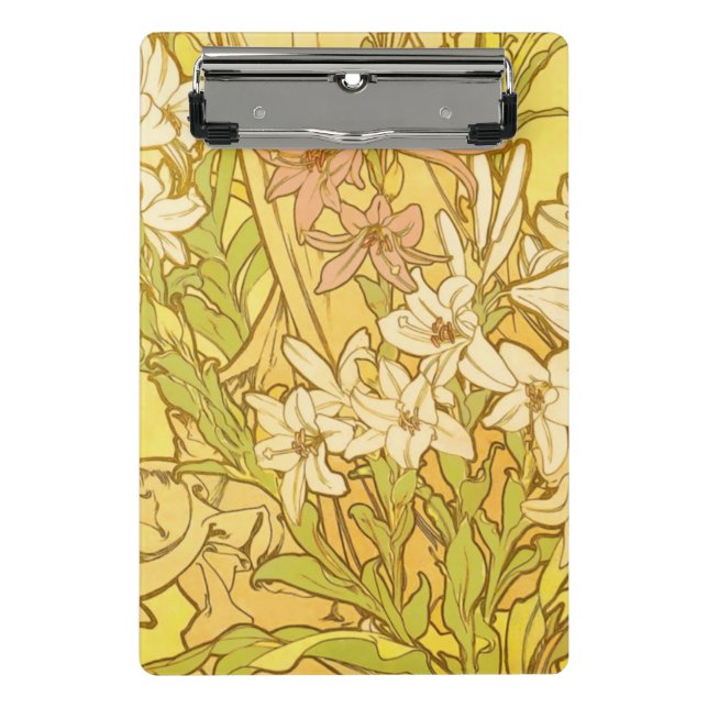 Mini Porte-bloc Fleurs de lys Art nouveau d'Alphonse Mucha (Devant)