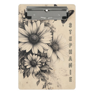 Mini Porte-bloc Fleurs et papillons rustiques - Papier vieilli (11