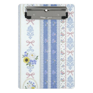 Mini Porte-bloc Fleurs Romantiques Dentelle Pivoine Bleu Rose Clai
