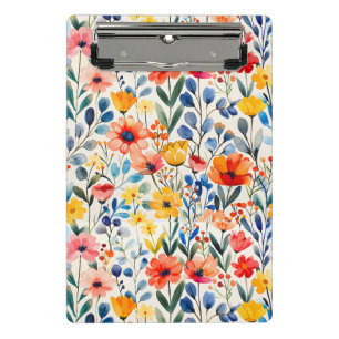 Mini Porte-bloc Fond de fleurs sauvages de printemps à l'aquarelle