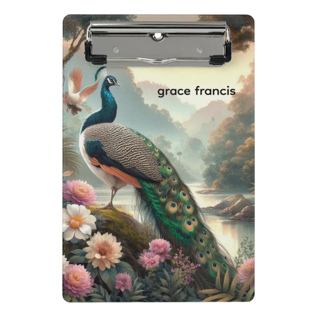 Mini Porte-bloc Forêt tropicale humide avec paon (Devant)