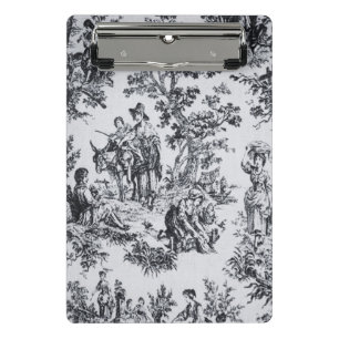 Mini Porte-bloc Française toile de jouy noir et blanc élégant