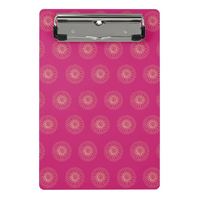 Mini Porte-bloc Fuchsia | Golden Zinnia Flower Medallions (Devant)