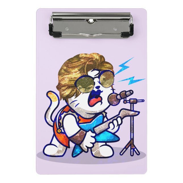 Mini Porte-bloc Funky Rockstar Cat - Musique Cool Lover Kitty (Devant)