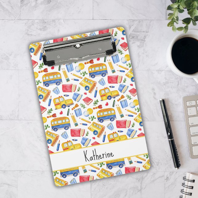 Mini Porte-bloc Funny School Bus Retourner À L'École Nom Motif (Créateur téléchargé)