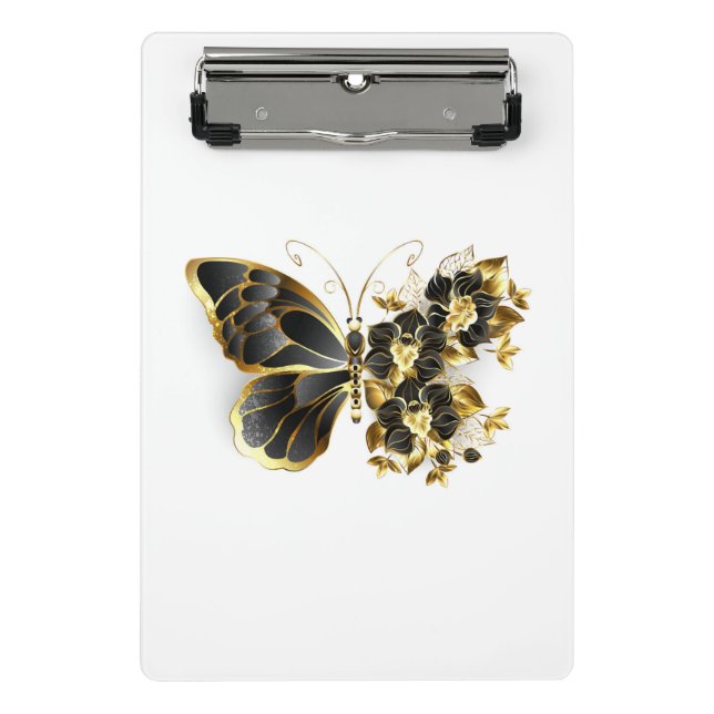 Mini Porte-bloc Gold flower Butterfly with Black Orchid (Devant)