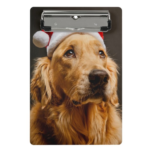 Mini Porte-bloc Golden retriever posant pour son Noël (Devant)