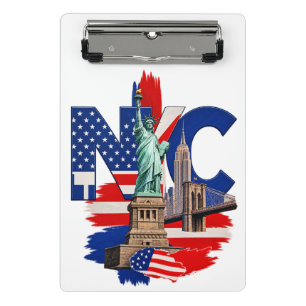 Mini Porte-bloc Graphisme de la skyline patriotique de NYC New Yor