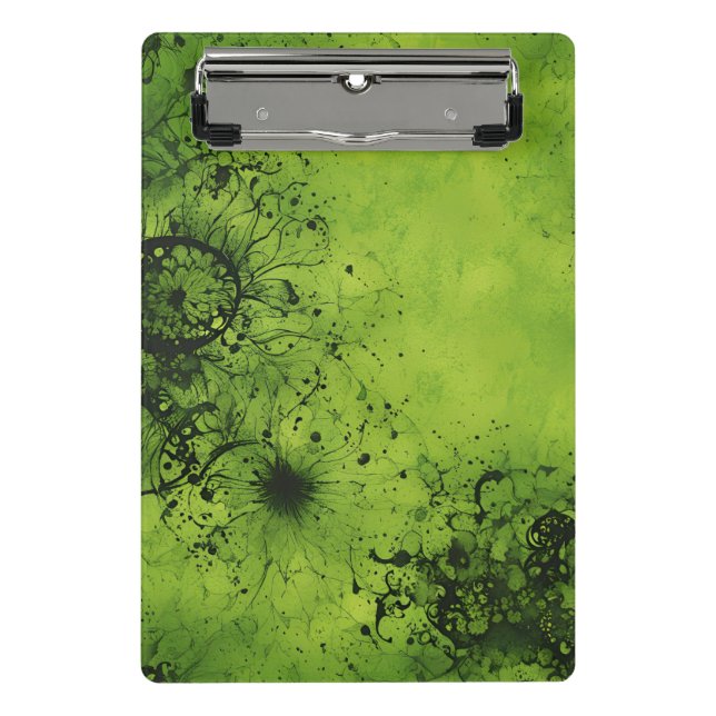 Mini Porte-bloc Grunge vert citron avec accents noirs (Devant)