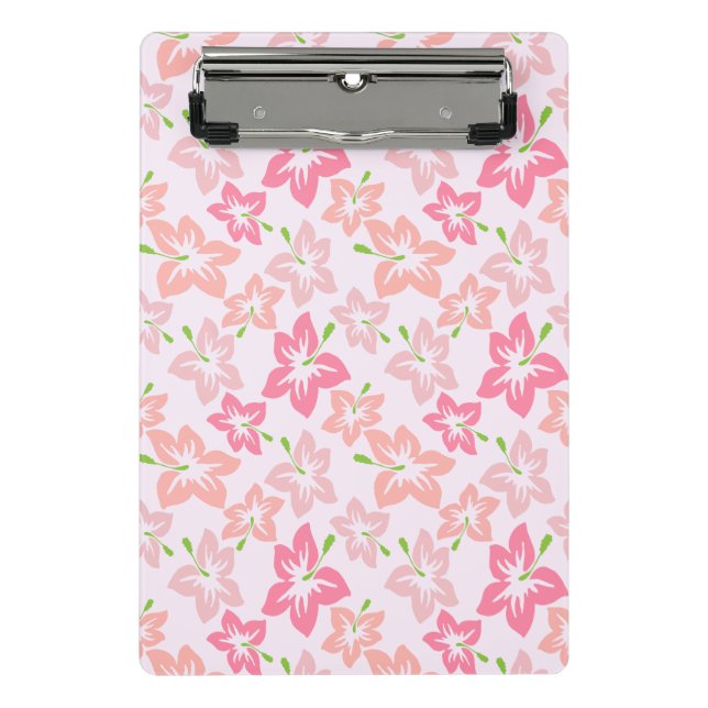Mini Porte-bloc Hibiscus Rose, Fleurs Roses, Motif De Fleurs (Devant)