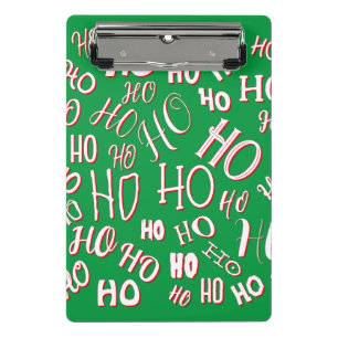 Mini Porte-bloc HO HO HO Texte de Noël motif blanc vert rouge