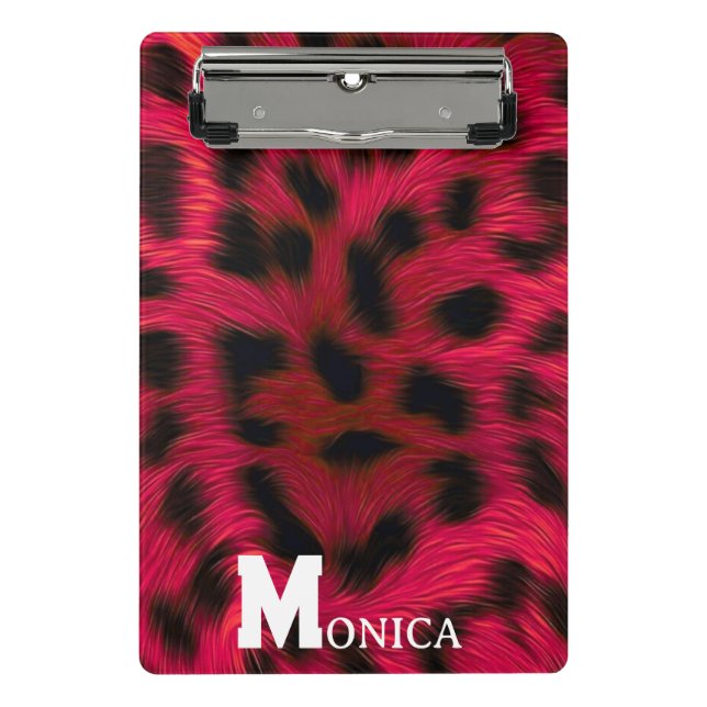 Mini Porte-bloc Hot Pink Leopard Print Faux  (Devant)
