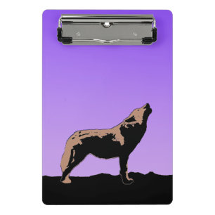 Mini Porte-bloc Howling Wolf at Sunset - Art faunique original