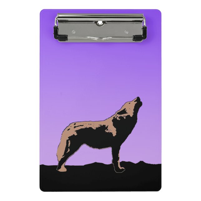 Mini Porte-bloc Howling Wolf at Sunset - Art faunique original (Devant)
